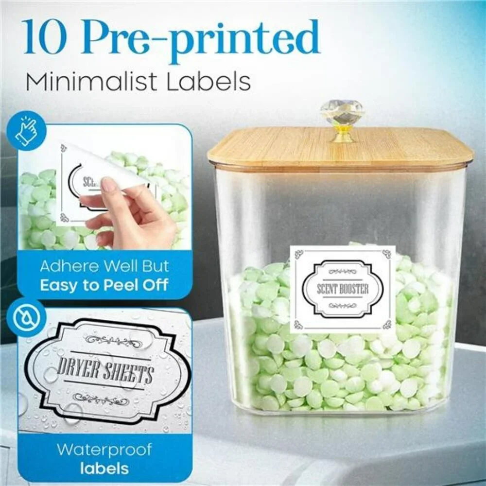 Laundry detergent dispenser set with pods container dryer sheet holder storage